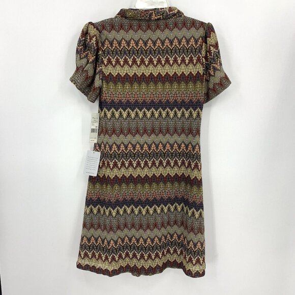 Eliza J Chevron Cowl Neck Dress Earthy Neutral Knit Fully Lined NWOT Womens 10 - Picture 4 of 4